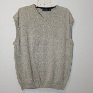Men's NAUTICA gray sleeveless sweater vest size XL extra large 100% cotton